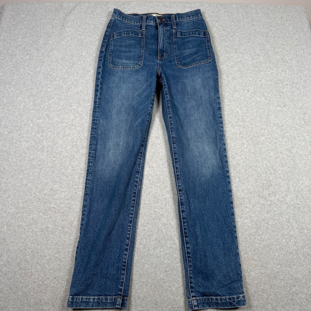 Madewell Full Length Classic Straight Leg Jeans Blue Patch Pocket Size 26